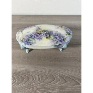 Vintage Hand Painted Porcelain Footed Trinket Box – S. Yaroswitz  Violets Floral